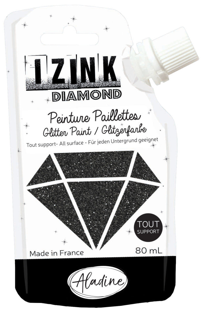 Aladine IZINK Diamond Glitter Paint Black Noir (80846)