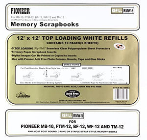 Pioneer Memory Scrapbooks 12"x12" Top Loading White Refills (RMW-5)