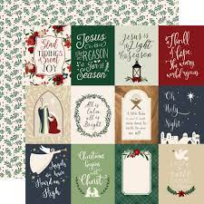 Echo Park Paper Co. Away in a Manger Collection 12x12 Scrapbook Paper 3x4 Journaling Cards (AIM191002)