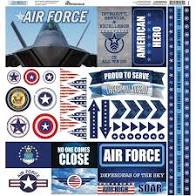 Reminisce Scrapbook Paper - Die Cut Stickers - 12" x 12" - Air Force - AIR-100