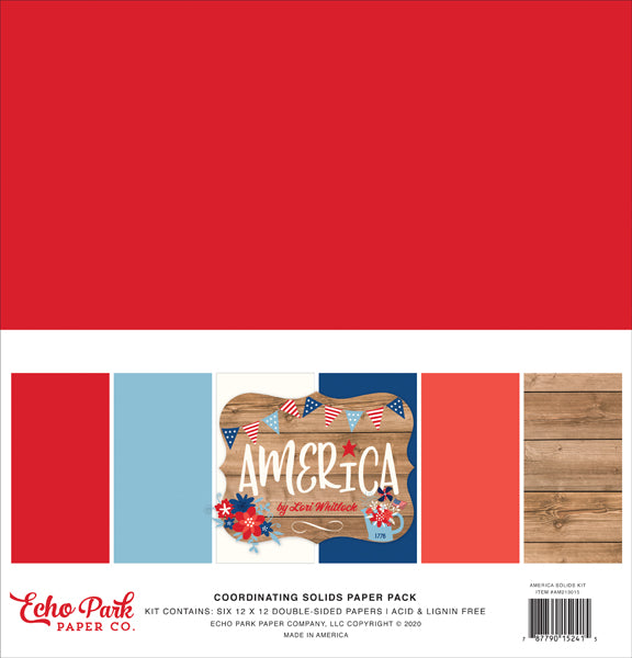 Echo Park Paper Co. America Solids Paper Pack (AM213015)