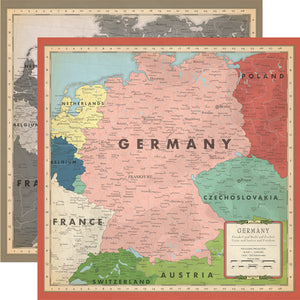 Carta Bella Paper Co. Cartography No. 2 Collection - Germany 12" x 12" Scrapbook Paper (CBC116003)