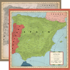 Carta Bella Paper Co. Cartography No. 2 Collection - Spain 12" x 12" Scrapbook Paper (CBC116004)