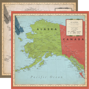 Carta Bella Paper Co. Cartography No. 2 Collection - Alaska 12" x 12" Scrapbook Paper (CBC116007)