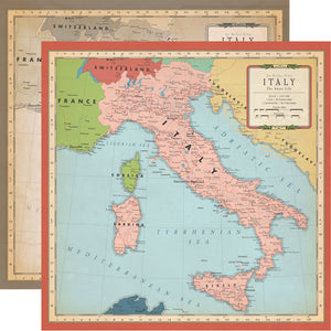 Carta Bella Paper Co. Cartography No. 1 Collection - Italy 12" x 12" Scrapbook Paper (CBCA97009)