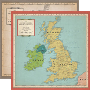 Carta Bella Paper Co. Cartography No. 1 Collection - Great Britain 12" x 12" Scrapbook Paper (CBCA97012)