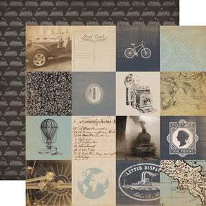 Echo Park Paper Co. Old World Travel Collection 12x12 Scrapbook Paper 3x3 Cards (CBOWT53003EP)