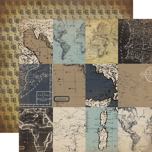 Echo Park Paper Co. Old World Travel Collection 12x12 Scrapbook Paper 3x4 Journaling Cards (CBOWT53011EP)