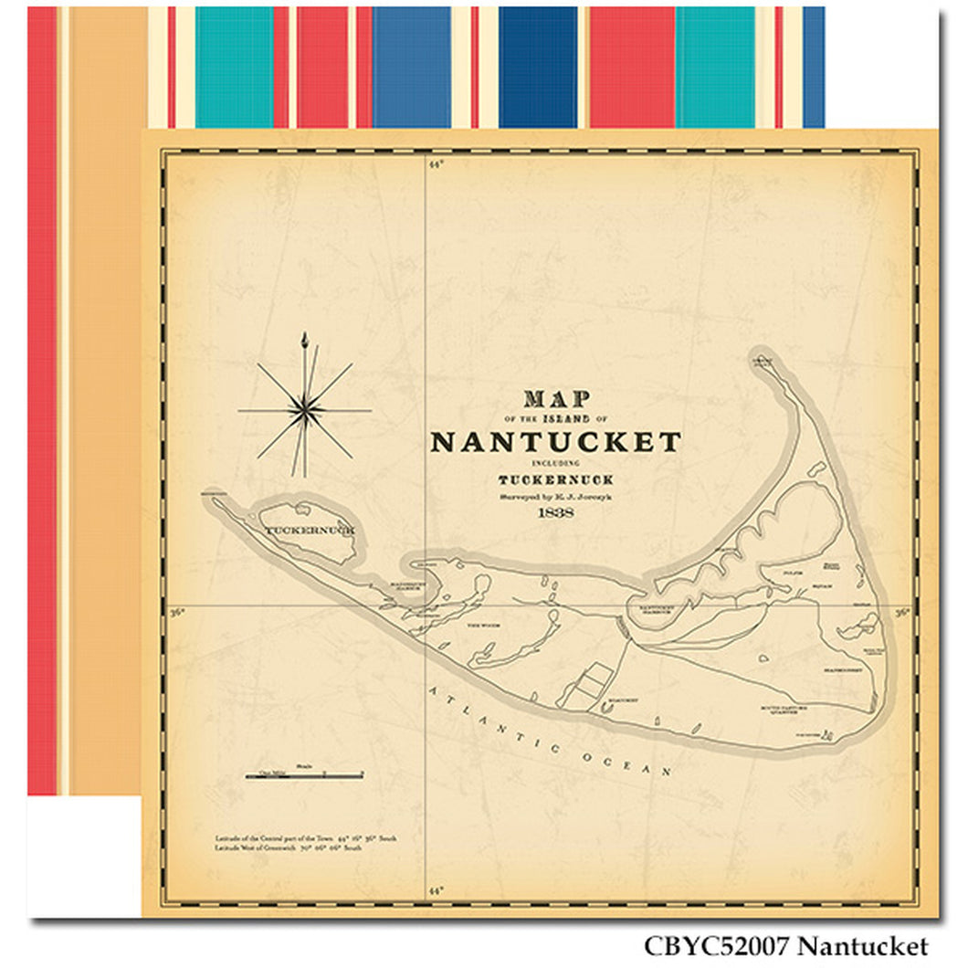 Carta Bella Paper Company Yacht Club Collection 12x12 Scrapbook Paper Nantucket (CBYC52007)
