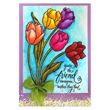 Stampendous Fran's Cling Rubber Stamps & Stencil Cling Dutch Tulips (CRS5102)
