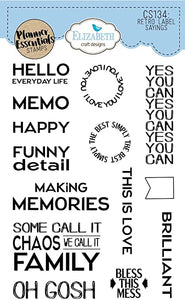 Elizabeth Craft Designs Planner Essentials Stamps Retro Label Sayings (CS134)