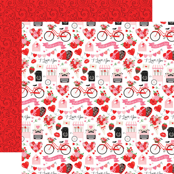 Red Hearts 12x12 Scrapbooking Paper