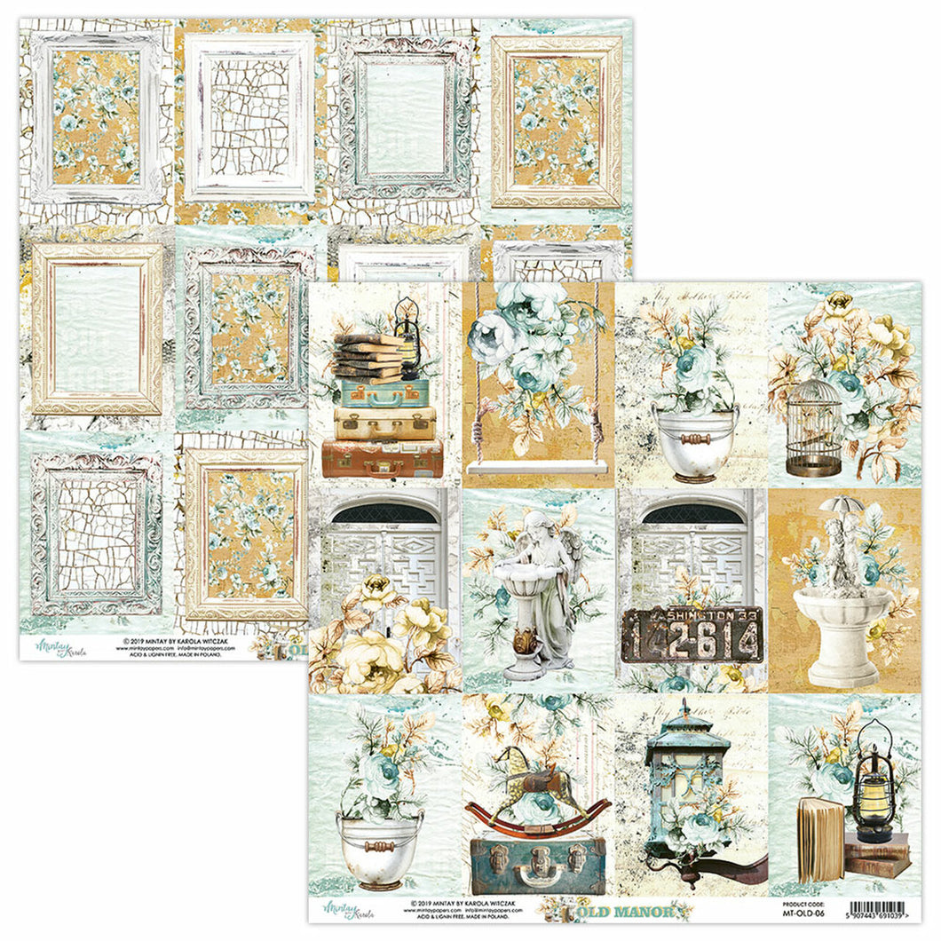 Mintay Papers Old Manor Collection 12x12 Scrapbook Paper Journaling Cards (MT-OLD-06)