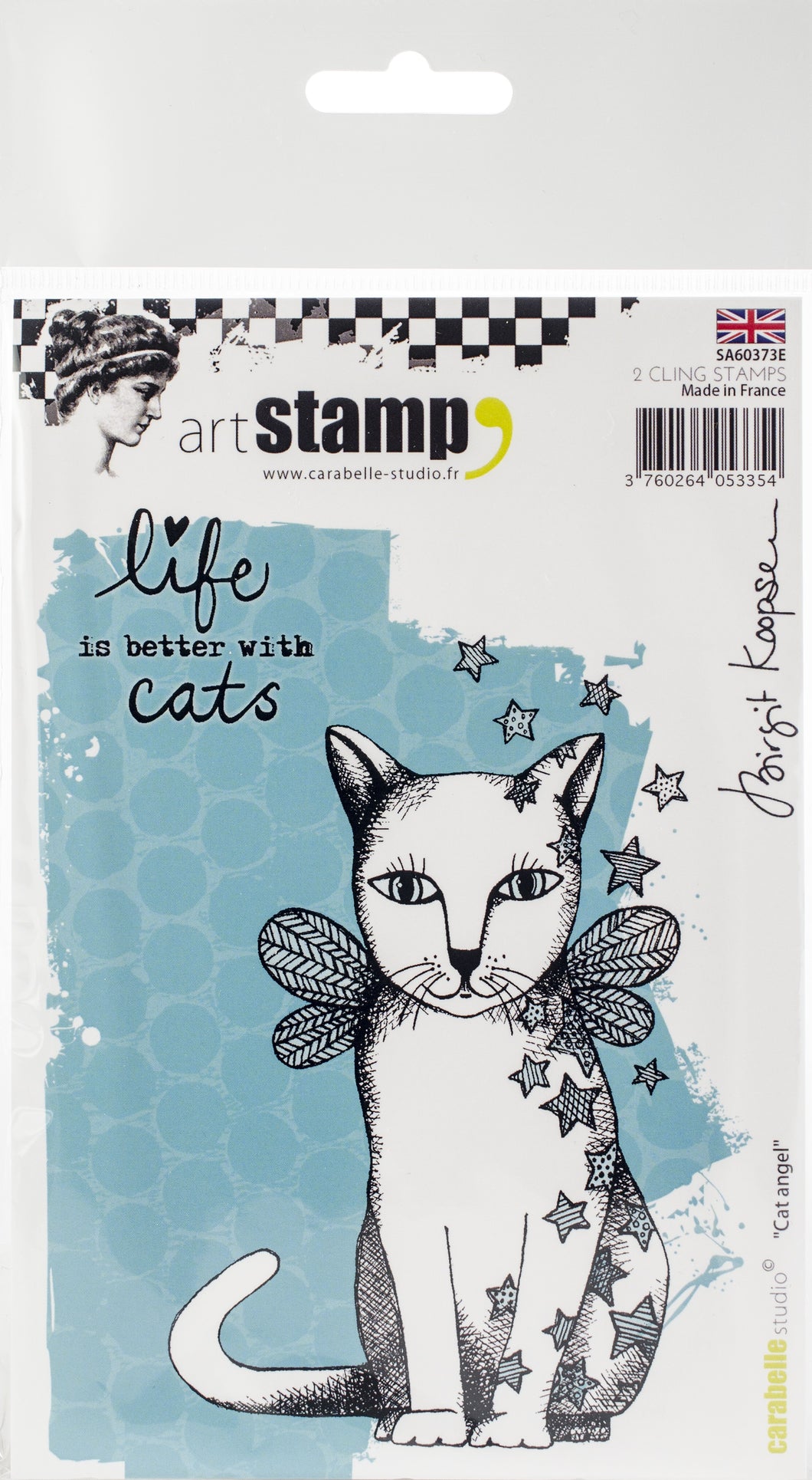 Carabelle Studio Cling Stamp Cat Angel by Birgit Koopsen (SA60373E)