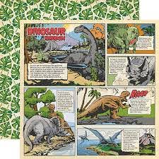 Carta Bella Paper Co. Dinosaurs Collection 12" x 12" Paper - Dino Comic Strip (CBDI110013)