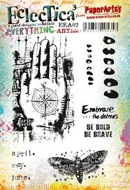 PaperArtsy Eclectica3 Stamp Be Bold Be Brave by Everything Art (EEA02)
