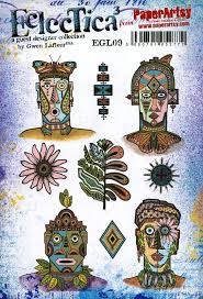 PaperArtsy Eclectica3 Rubber Stamp Set Tribal Faces designed by Gwen Lafleur (EGL09)