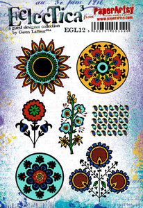 PaperArtsy Eclectica3 Rubber Stamp Set Floral Mandalas designed by Gwen Lafleur (EGL12)