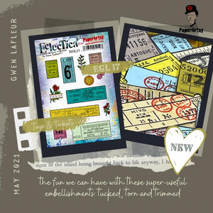 PaperArtsy Eclectica3 Rubber Stamp Set Tags & Tickets designed by Gwen Lafleur (EGL17)
