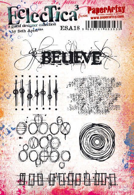 PaperArtsy Eclectica3 Rubber Stamp Set Believe designed by Seth Apter (ESA18)