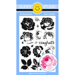 Sunny Studio Photopolymer Clear Stamp  & Die Set Everything's Rose (SSCL-214)