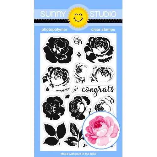 Sunny Studio Photopolymer Clear Stamp  & Die Set Everything's Rose (SSCL-214)