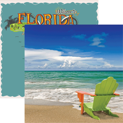 Reminisce Florida Collection 12x12 Scrapbook Paper Toes in the Sand (FLO-003)