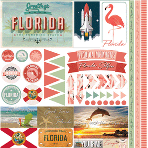 Reminisce 12x12 Scrapbook Paper Florida Die Cut Stickers (FLO-100)
