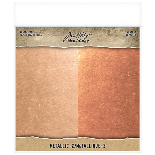Tim Holtz idea-ology 8x8 Kraft Stock Paper Pad Metallic 2 Rose Gold & Copper (TH93780)