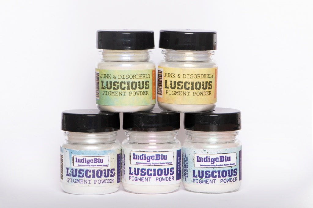 IndigoBlu Quintessentially English Rubber Stamps Luscious Pigment Powder Iridescent Set