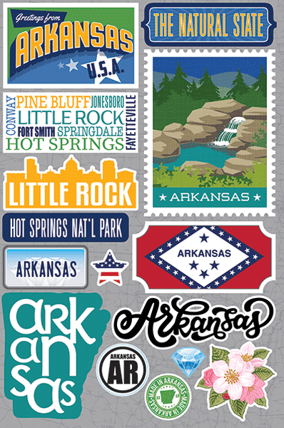 Reminisce Die Cut Stickers Jet Setters Arkansas (JET-003)