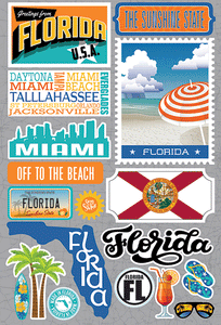 Reminisce Die Cut Stickers Jet Setters Florida (JET-008)