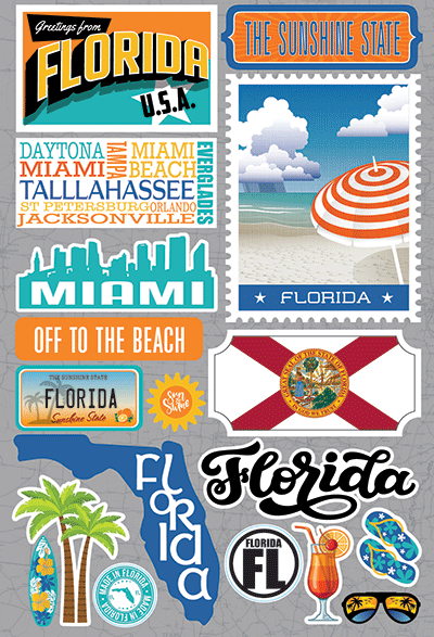 Reminisce Die Cut Stickers Jet Setters Florida (JET-008)