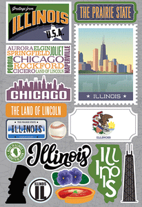 Reminisce Die Cut Stickers Jet Setters Illinois (JET-012)