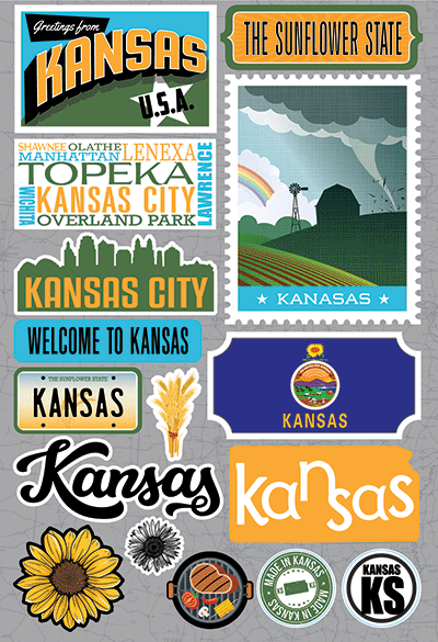 Reminisce Die Cut Stickers Jet Setters Kansas (JET-015)