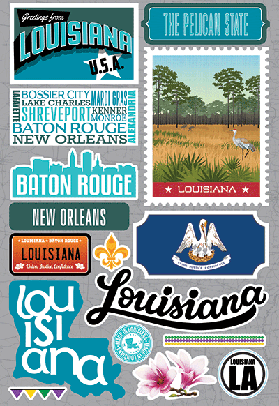 Reminisce Die Cut Stickers Jet Setters Louisiana (JET-017)