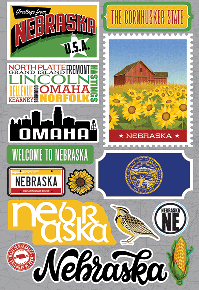 Reminisce Die Cut Stickers Jet Setters Nebraska (JET-026)