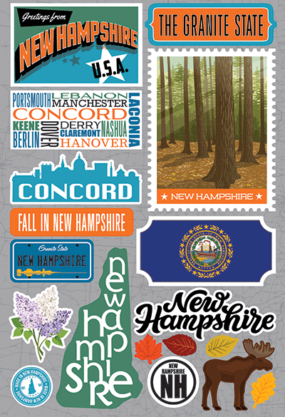 Reminisce Die Cut Stickers Jet Setters New Hampshire (JET-028)