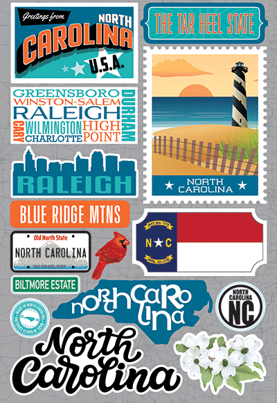 Reminisce Die Cut Stickers Jet Setters North Carolina (JET-032)