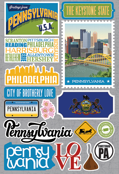 Reminisce Die Cut Stickers Jet Setters Pennsylvania (JET-037)