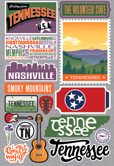 Reminisce Die Cut Stickers Jet Setters Tennessee (JET-041)
