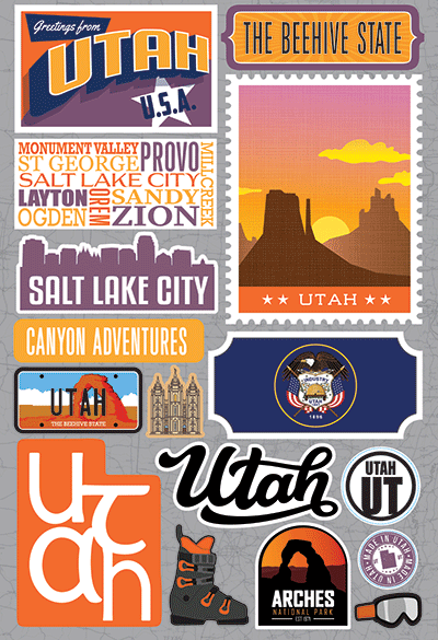 Reminisce Die Cut Stickers Jet Setters Utah (JET-043)