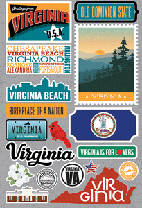 Reminisce Die Cut Stickers Jet Setters Virginia (JET-045)