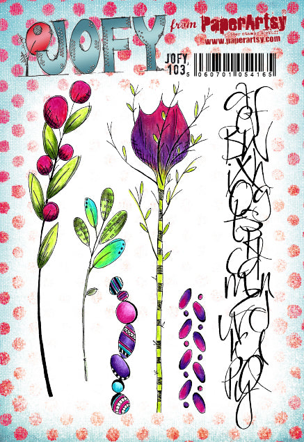 PaperArtsy Rubber Stamp Set Buds and Script designed by Jo Firth-Young (JOFY103)