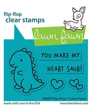 Load image into Gallery viewer, Lawn Fawn Photopolymer Clear Stamp &amp; Die Set RAWR Flip-Flop (LF2742)
