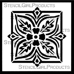 StencilGirl Products - 4" by 4" Gwen Lafleur - Decorative Folk Flower - M114