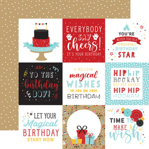 Echo Park Paper Co. 12x12 Scrapbook Paper - Magical Birthday Boy 4x4 Journaling Cards (MBB232007)