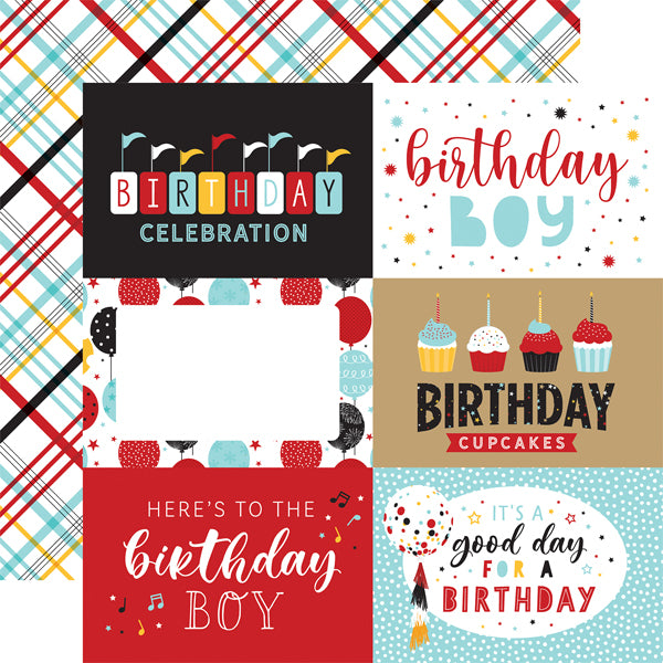 Echo Park Paper Co. 12x12 Scrapbook Paper - Magical Birthday Boy 6x4 Journaling Cards  (MBB232009)