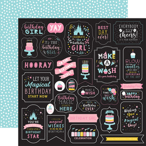 Echo Park Paper Co. 12x12 Scrapbook Paper - Magical Birthday Girl Collection - Make A Wish (MBG231002)