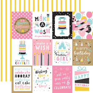 Echo Park Paper Co. 12x12 Scrapbook Paper - Magical Birthday Girl Collection - 3x4 Journaling Cards (MBG231003)